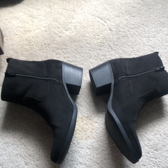 Black Suede Booties, size 10. Good condition. - Picture 2 of 7